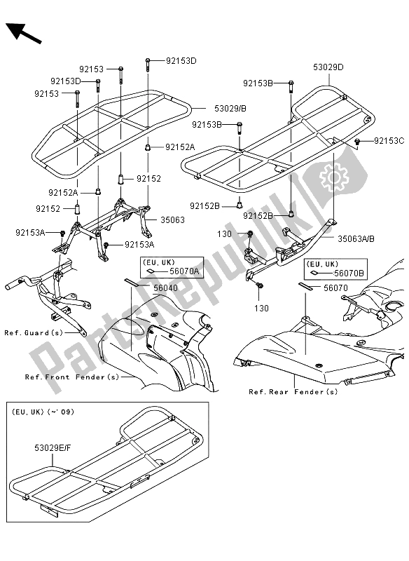 All parts for the Carriers of the Kawasaki KVF 750 4X4 2008