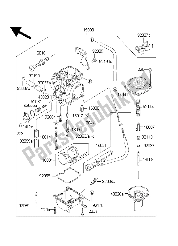 Tutte le parti per il Carburatore del Kawasaki KLX 300R 2001