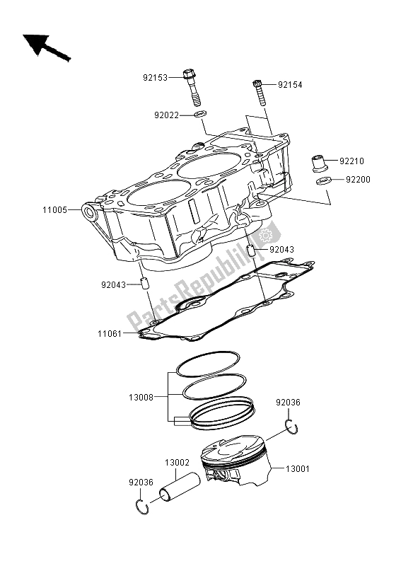 Tutte le parti per il Cilindro E Pistone del Kawasaki ER 6F 650 2009