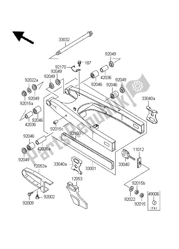 Tutte le parti per il Forcellone del Kawasaki KLR 650 1999