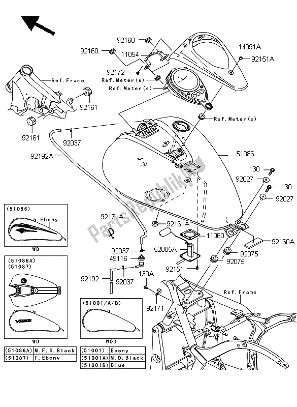 Tutte le parti per il Serbatoio Di Carburante del Kawasaki VN 900 Custom 2009