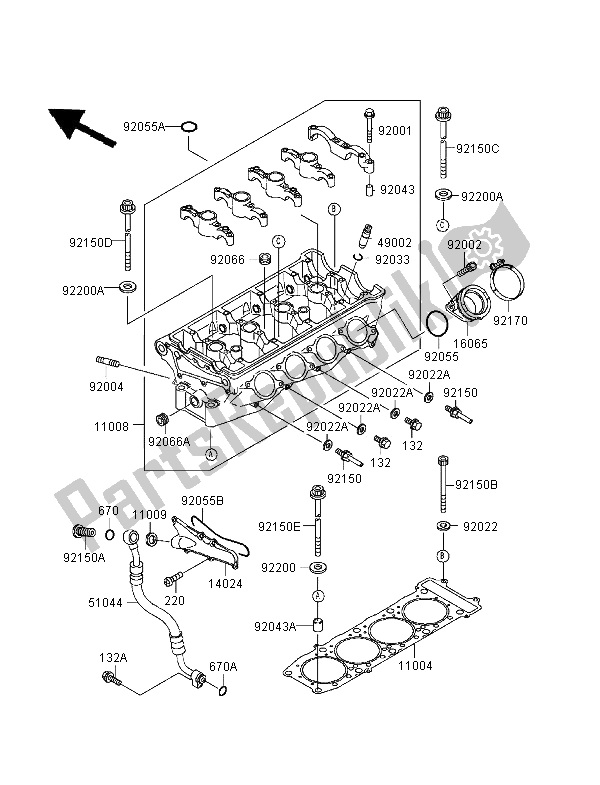 Tutte le parti per il Testata del Kawasaki Ninja ZX 9R 900 1995