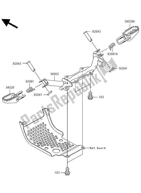 Alle onderdelen voor de Voetsteunen van de Kawasaki KLX 110 2002