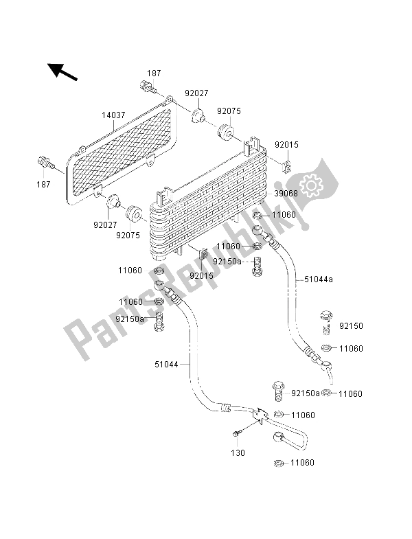 All parts for the Oil Cooler of the Kawasaki KVF 300 2001