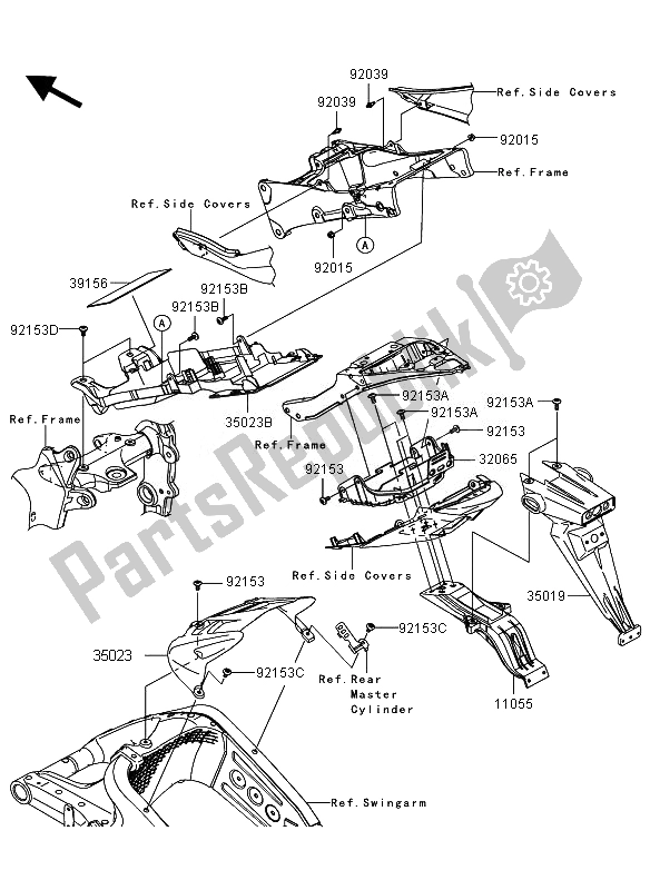 All parts for the Rear Fender of the Kawasaki Ninja ZX 6R 600 2010