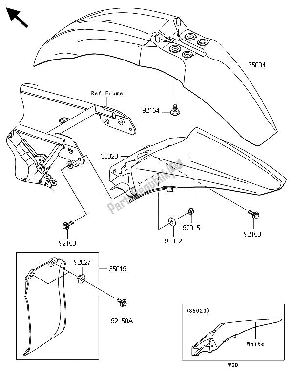 Tutte le parti per il Parabordi del Kawasaki KX 85 LW 2014