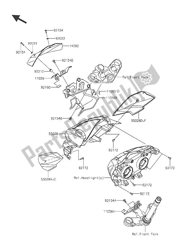 Toutes les pièces pour le Capot du Kawasaki Z 300 ABS 2016