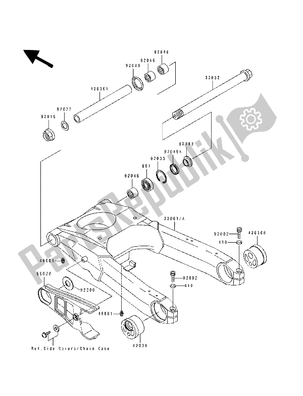 All parts for the Swingarm of the Kawasaki ZZ R 1100 1993