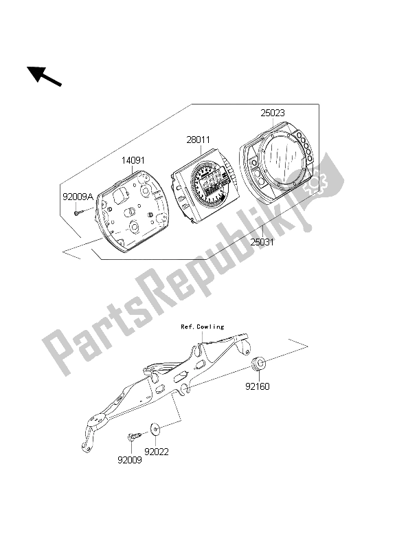 Alle onderdelen voor de Meter (s) van de Kawasaki Ninja ZX 10 RR 1000 2004