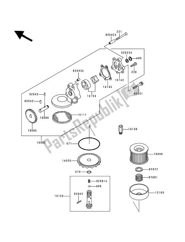 Tutte le parti per il Pompa Dell'olio del Kawasaki Zephyr 750 1994