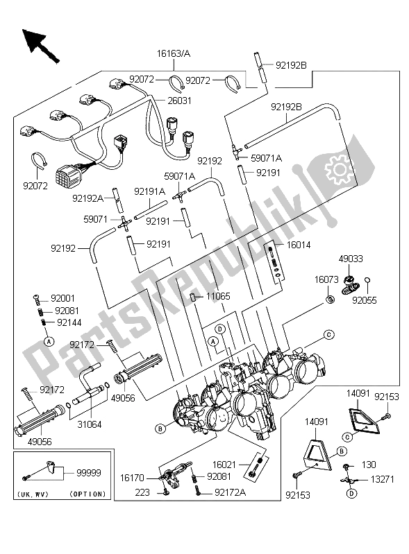 Tutte le parti per il Valvola A Farfalla del Kawasaki Z 1000 2004