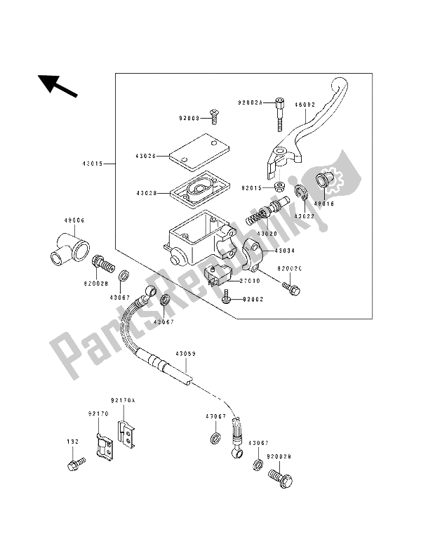 Tutte le parti per il Pompa Freno Anteriore del Kawasaki KDX 125 1992