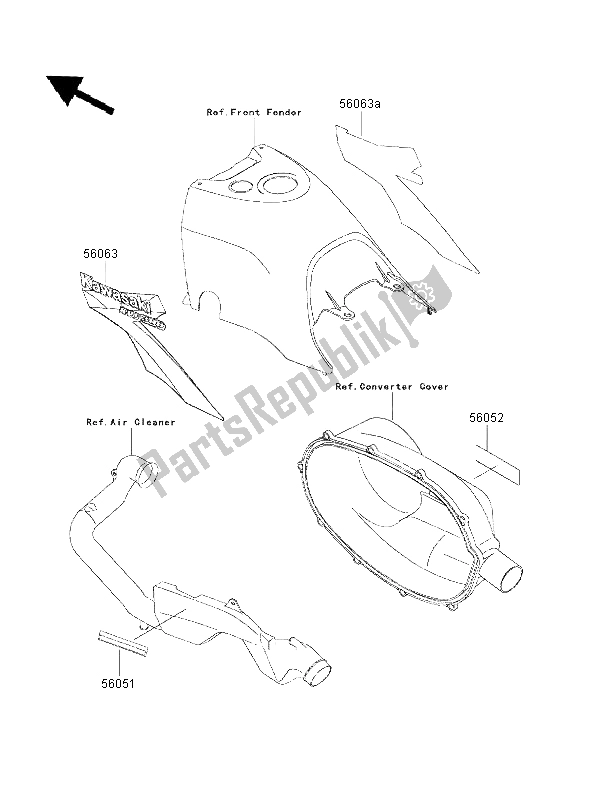 All parts for the Decals (red)(eu) of the Kawasaki KVF 300 2000