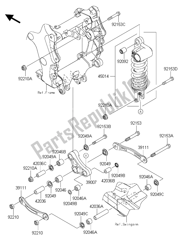 Alle onderdelen voor de Ophanging En Schokdemper 1 van de Kawasaki ZZR 1400 ABS 2015