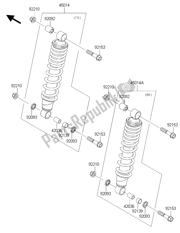 All parts for the Shock Absorber(s) of the Kawasaki Brute Force 750 4X4I EPS GFF 2015