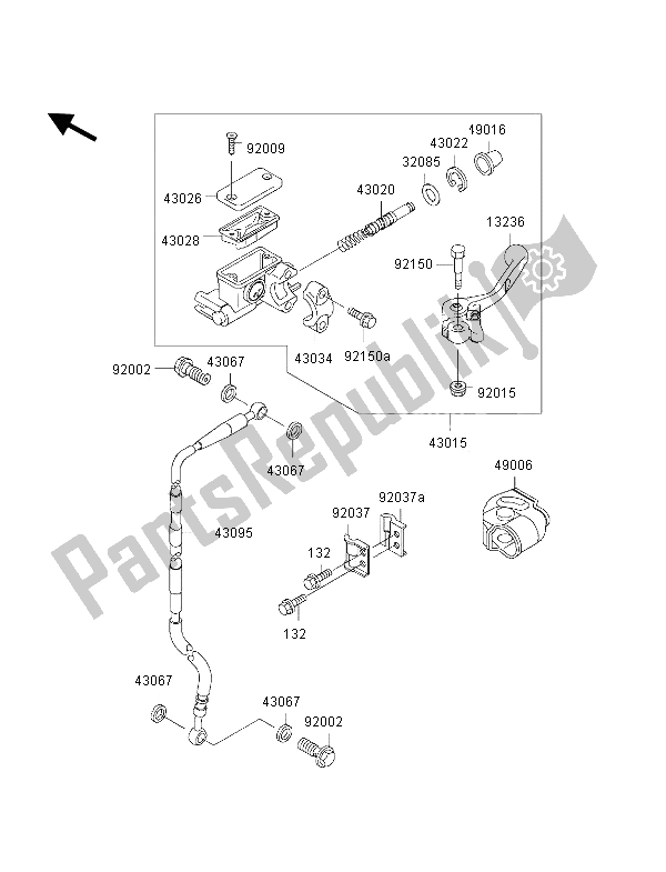 All parts for the Front Master Cylinder of the Kawasaki KX 65 2000