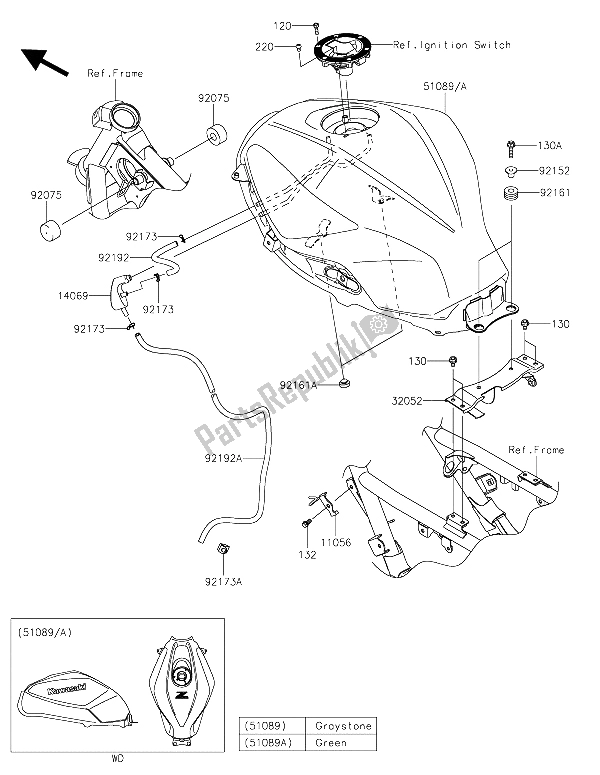 Tutte le parti per il Serbatoio Di Carburante del Kawasaki Z 300 2015