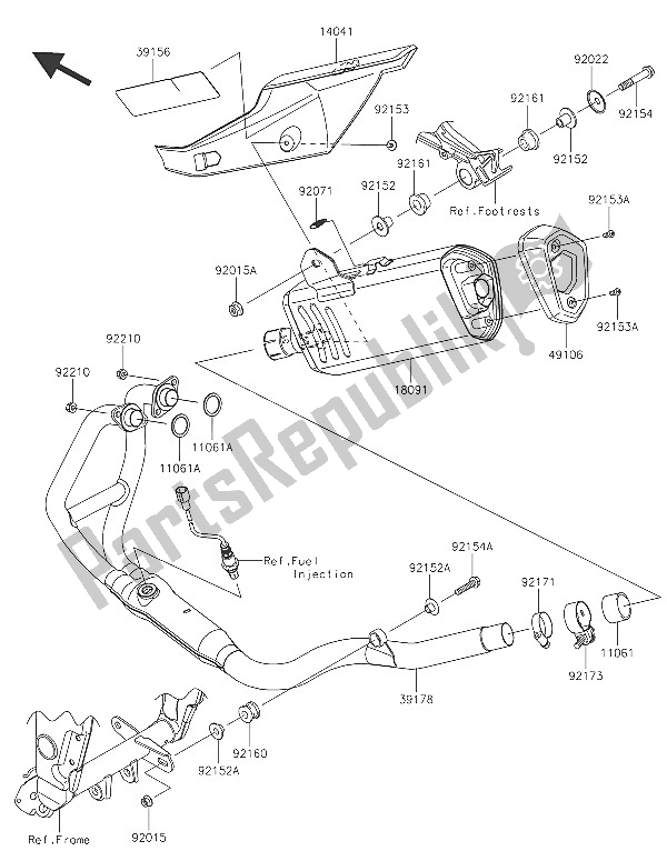 All parts for the Muffler(s) of the Kawasaki Ninja 300 2016