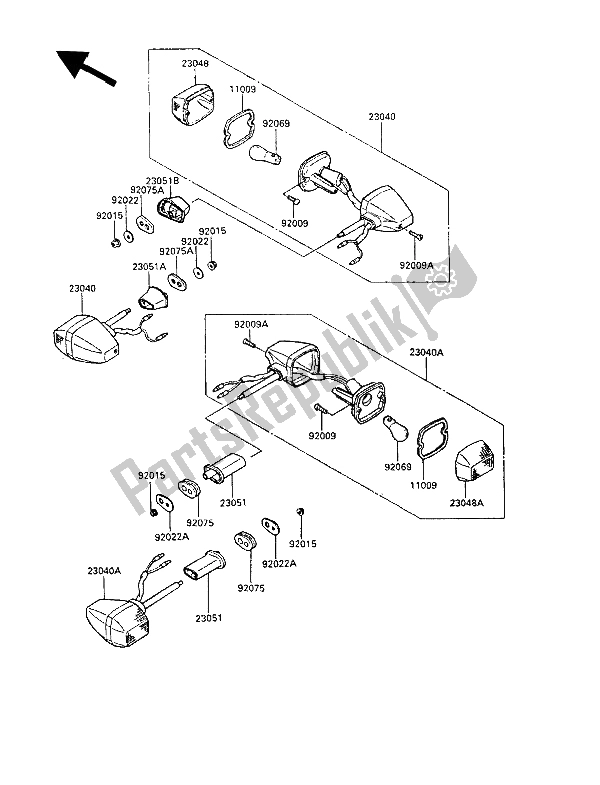 Tutte le parti per il Indicatori Di Direzione del Kawasaki GPZ 600R 1989