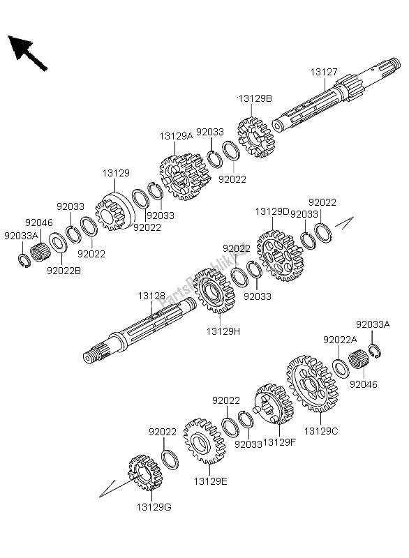 All parts for the Transmission of the Kawasaki KLF 300 4X4 2004