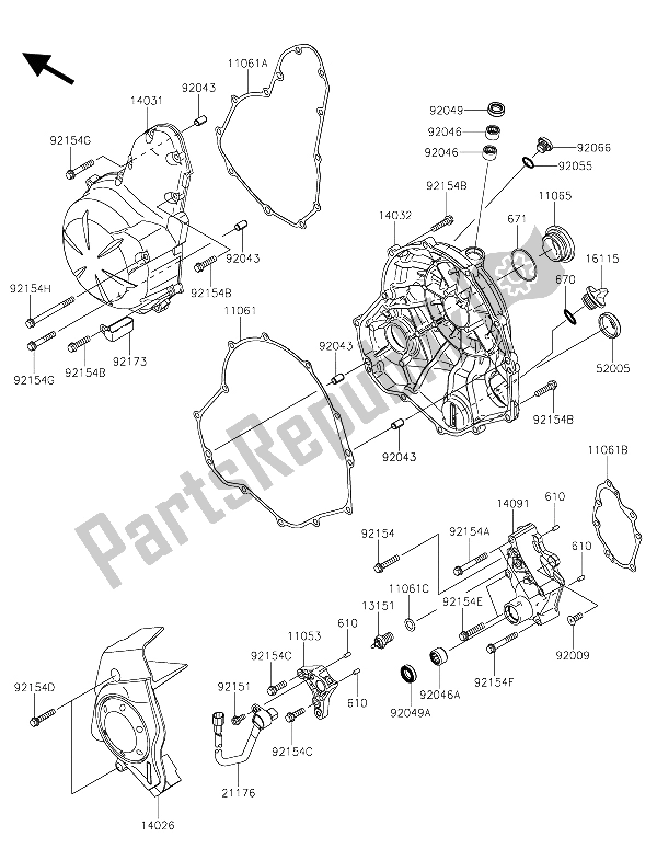 Wszystkie części do Pokrywa (y) Silnika Kawasaki ER 6N 650 2015