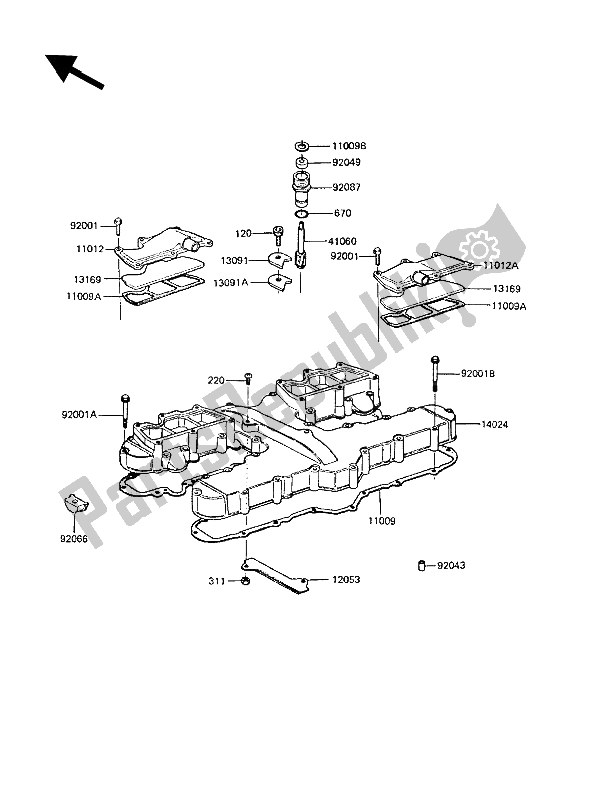 Todas las partes para Cubierta De Tapa De Cilindro de Kawasaki Z 1300 1989