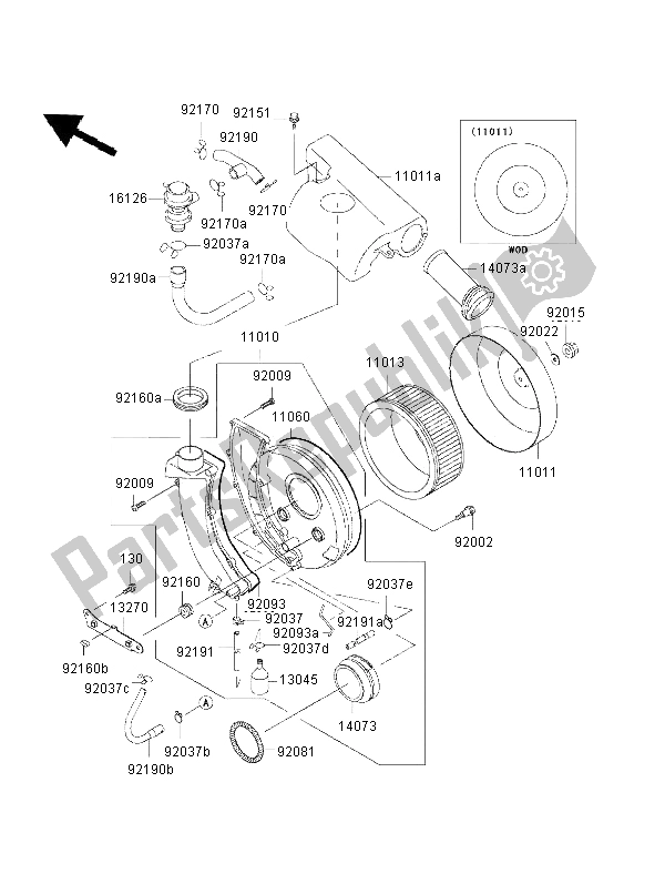 All parts for the Air Cleaner of the Kawasaki VN 800 Drifter 2002