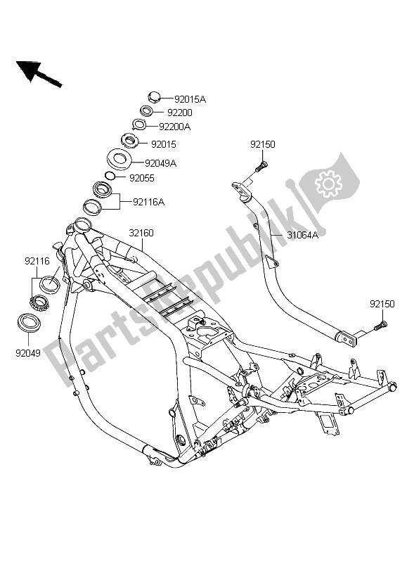 Alle onderdelen voor de Kader van de Kawasaki ZRX 1200R 2004