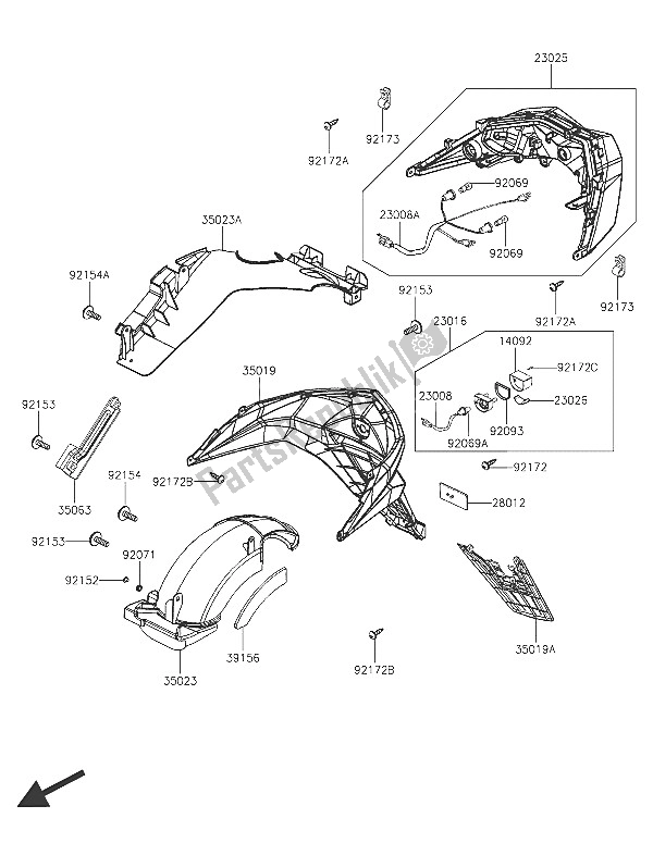 All parts for the Taillight(s) of the Kawasaki J 300 ABS 2016