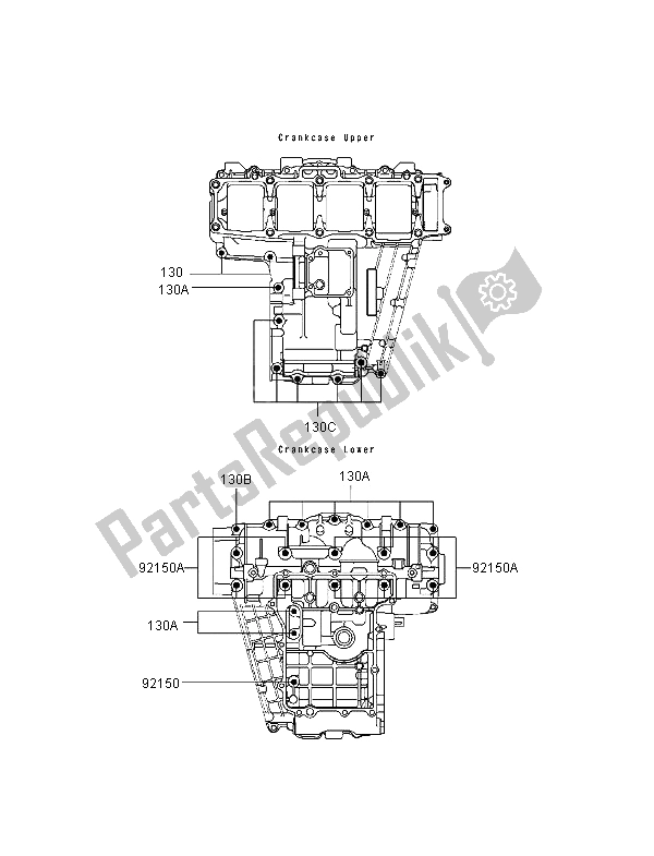 Alle onderdelen voor de Carter Bout Patroon van de Kawasaki Ninja ZX 7R 750 1996