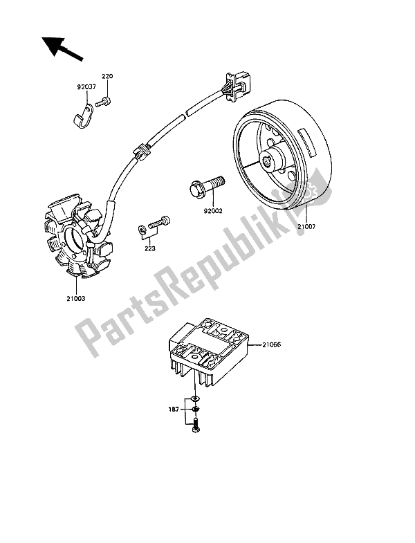 All parts for the Generator of the Kawasaki GPZ 305 Belt Drive 1989