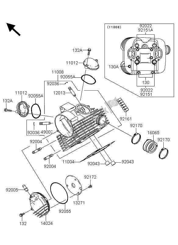 Tutte le parti per il Testata del Kawasaki KVF 360 2006