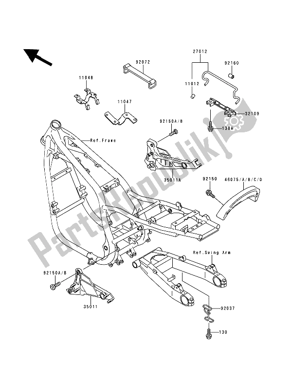 All parts for the Battery Case of the Kawasaki Zephyr 750 1994