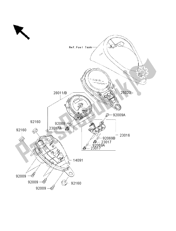 All parts for the Meter of the Kawasaki VN 1500 Classic FI 2001