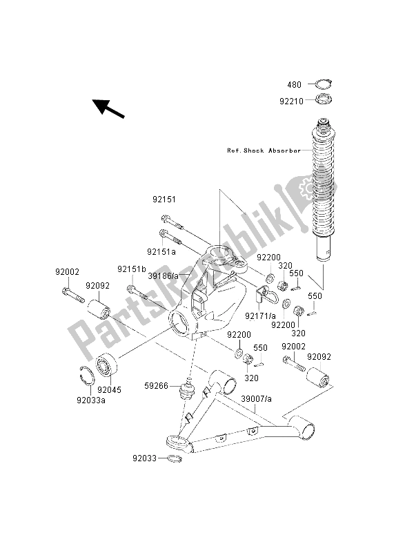 All parts for the Suspension of the Kawasaki KVF 300 2001