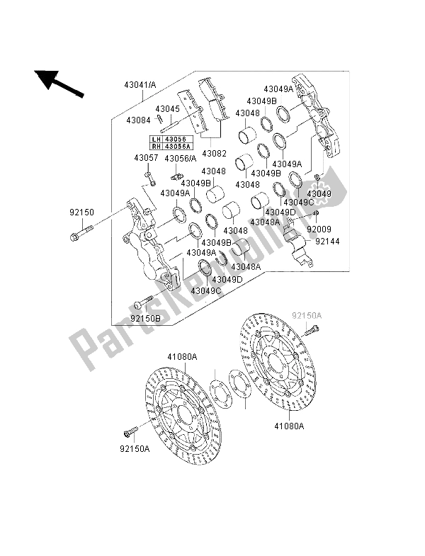 All parts for the Front Brake of the Kawasaki ZRX 1100 1998