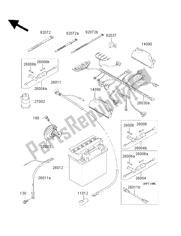 All parts for the Chassis Electrical Equipment of the Kawasaki KVF 400 2000