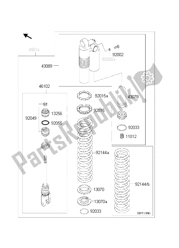 All parts for the Shock Absorber of the Kawasaki KX 250 2002