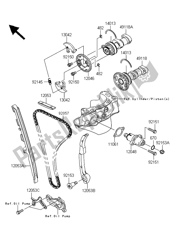 Tutte le parti per il Albero A Camme (s) E Tenditore del Kawasaki KFX 450R 2010