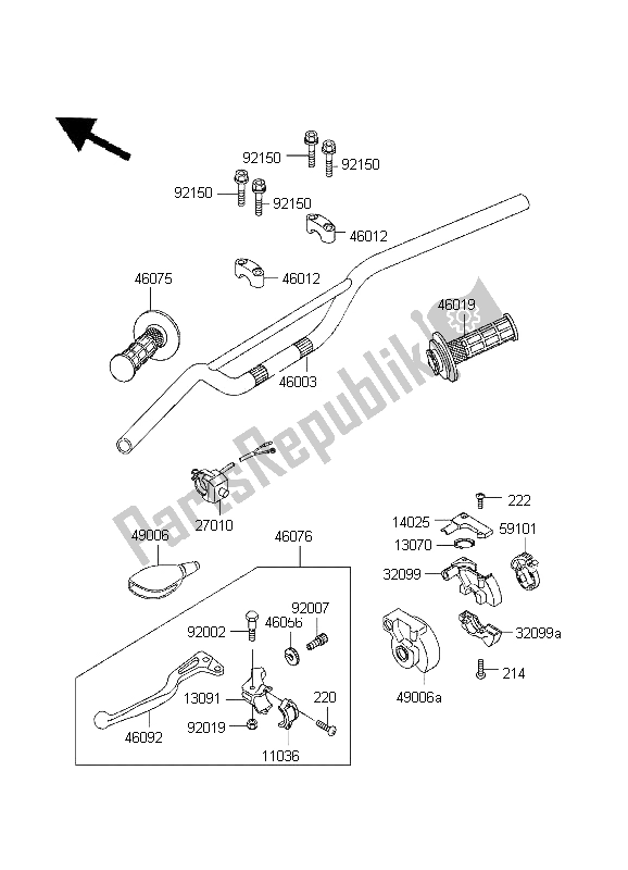 Tutte le parti per il Manubrio del Kawasaki KX 80 SW LW 1995