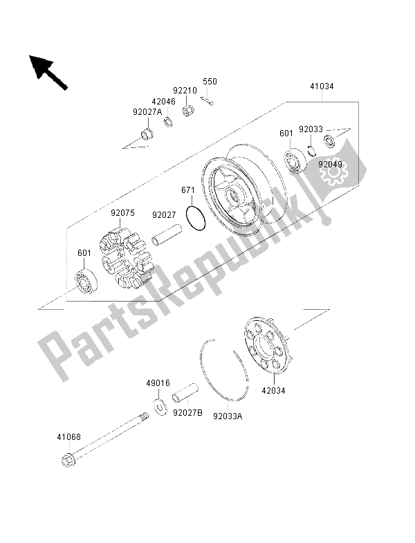 Toutes les pièces pour le Moyeu Arrière du Kawasaki VN 1500 Classic FI 2002