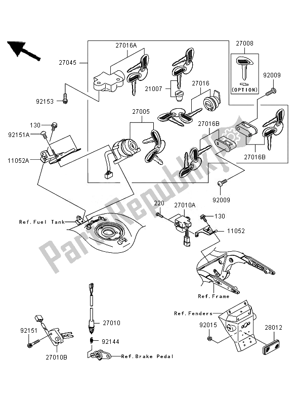 Toutes les pièces pour le Interrupteur D'allumage du Kawasaki VN 1600 Mean Streak 2007