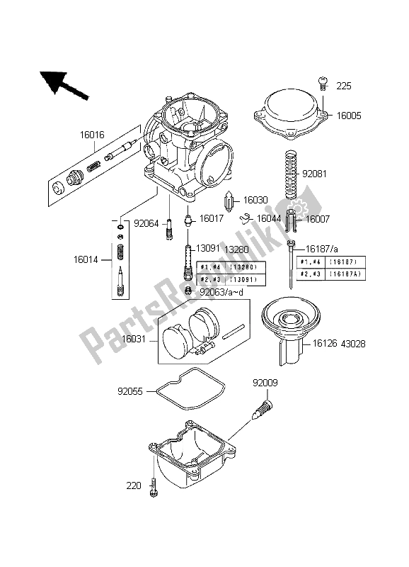 All parts for the Carburetor Parts of the Kawasaki ZR 7 750 1999