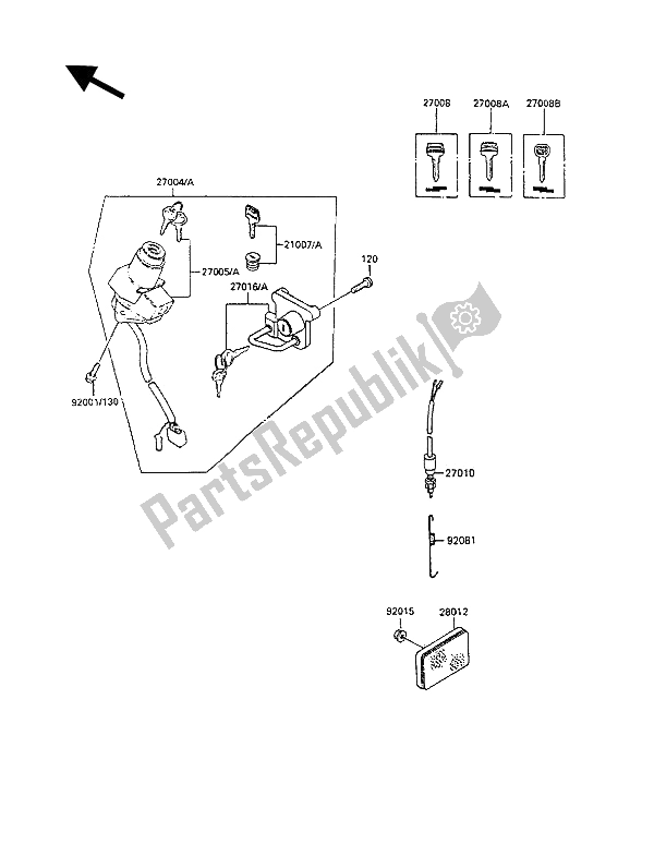 Tutte le parti per il Interruttore Di Accensione del Kawasaki KLR 250 1992