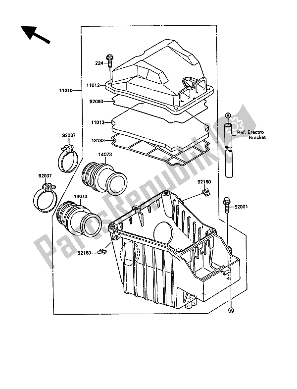 Tutte le parti per il Filtro Dell'aria del Kawasaki KR 1 250 1989