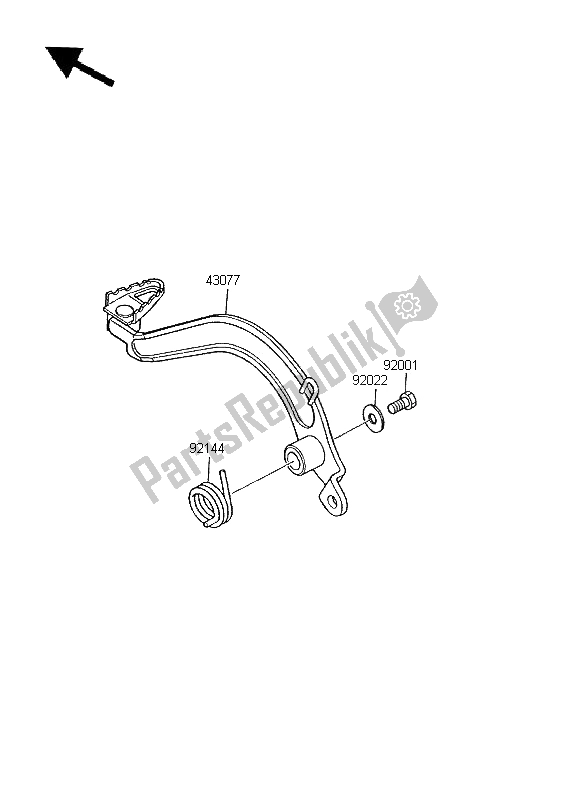 All parts for the Brake Pedal of the Kawasaki KMX 125 SW 1995