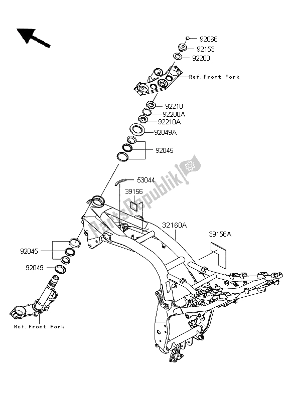 Alle onderdelen voor de Kader van de Kawasaki Z 750 ABS 2009