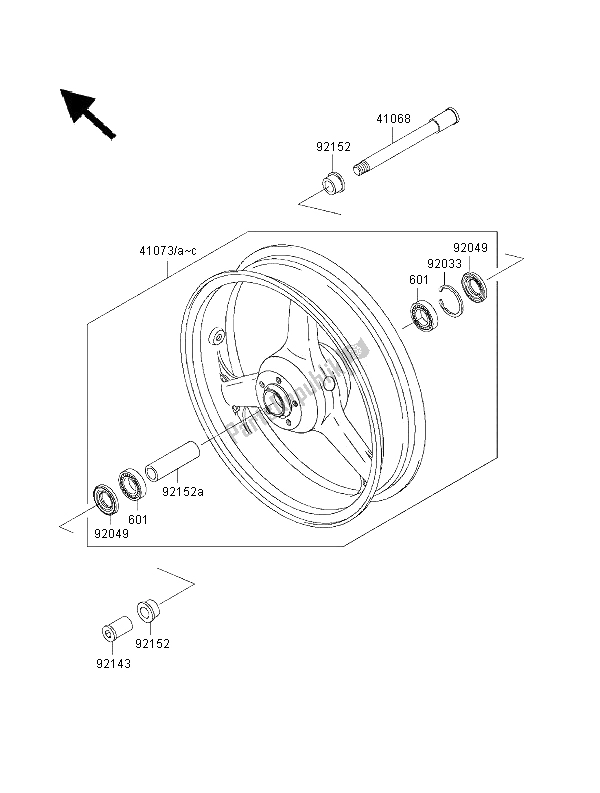 Todas las partes para Buje Delantero de Kawasaki Ninja ZX 9R 900 2000