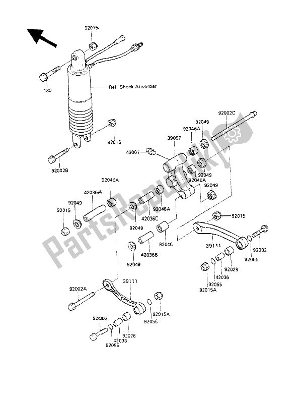 All parts for the Suspension of the Kawasaki GPX 600R 1990
