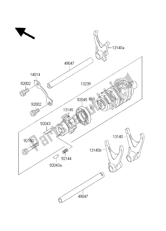 All parts for the Gear Change Drum & Shift Fork of the Kawasaki Ninja ZX 7R 750 2001